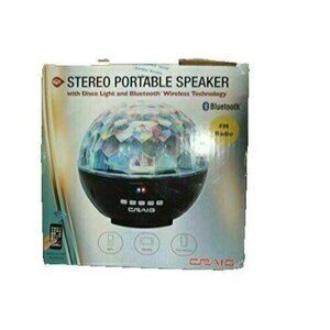 Stereo Portable Speaker Radio With Disco Light And Bluetooth Wireless Technology